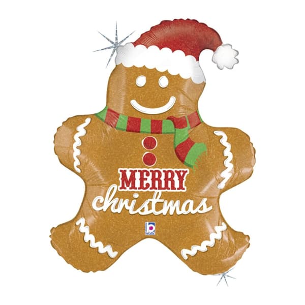 Folieballong Pepparkaksgubbe "Merry Christmas" 79cm