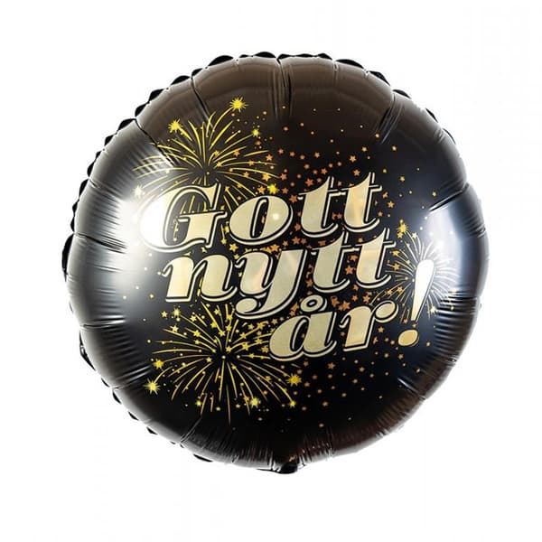Folieballong "Gott Nytt År" Svart 53cm