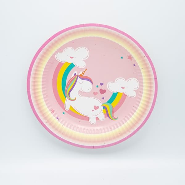 Papperstallrik Unicorn 18cm Rosa 8-pack