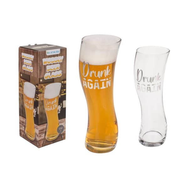 Vingligt ölglas "Drunk again" 570ml