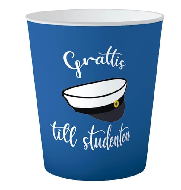 Pappersmugg "Grattis till studenten" 8-pack