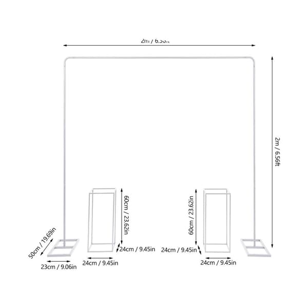 Ballonstandssæt, holdbar metal konstruktion, belastningskapacitet 8 kg,2x2m, Hvid 2M 2Stk 60cm White 2M 2Pcs 60cm 2x2m