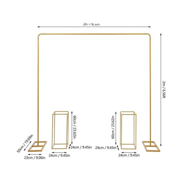 Ballonstandssæt, holdbar metal konstruktion, belastningskapacitet 8 kg,2x2m, Hvid 2M 2Stk 60cm