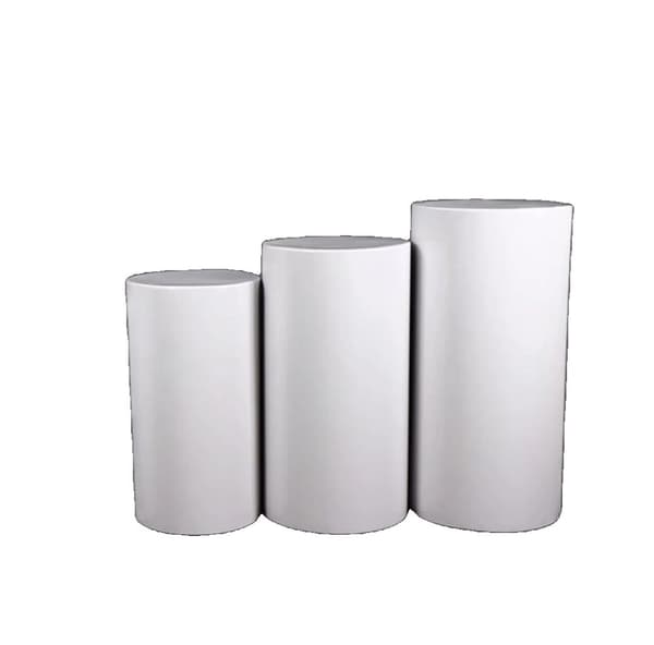 Rund Cylinder Pedestal Display, Tilgængelig i 3 eller 5 Stykker, Elegant Hvidt Design,hvid stor 3 stk.