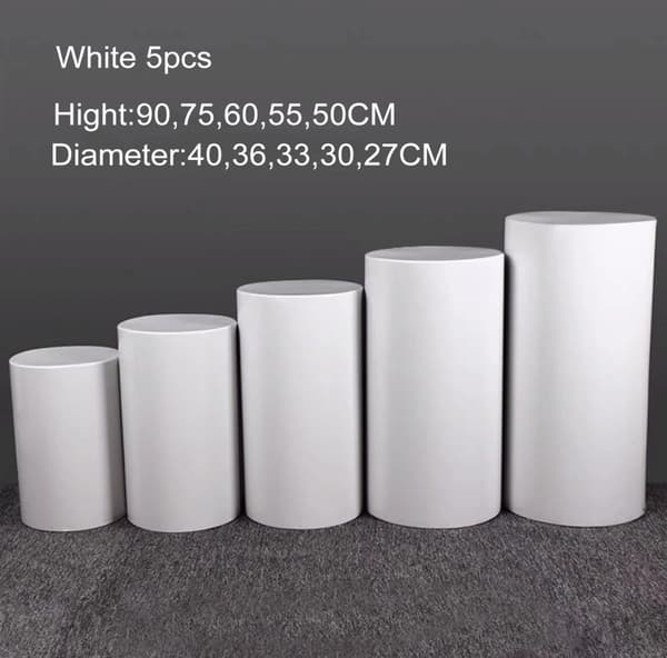 Rund Cylinder Pedestal Display, Tilgængelig i 3 eller 5 Stykker, Elegant Hvidt Design,hvid 5stk