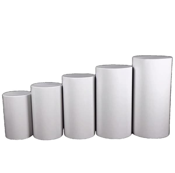 Rund Cylinder Pedestal Display, Tilgængelig i 3 eller 5 Stykker, Elegant Hvidt Design,hvid 5stk