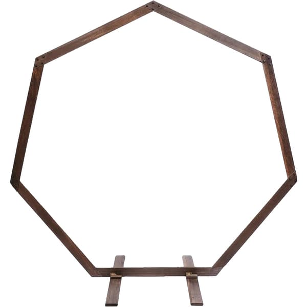 Heptagonal Træ Bryllupsbue, Retro Design, Stor Størrelse 2,24m,Brun