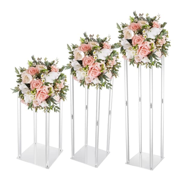 Acryl Blomsterkrukke Sæt, Klar Design, Forskellige Højder,Beige