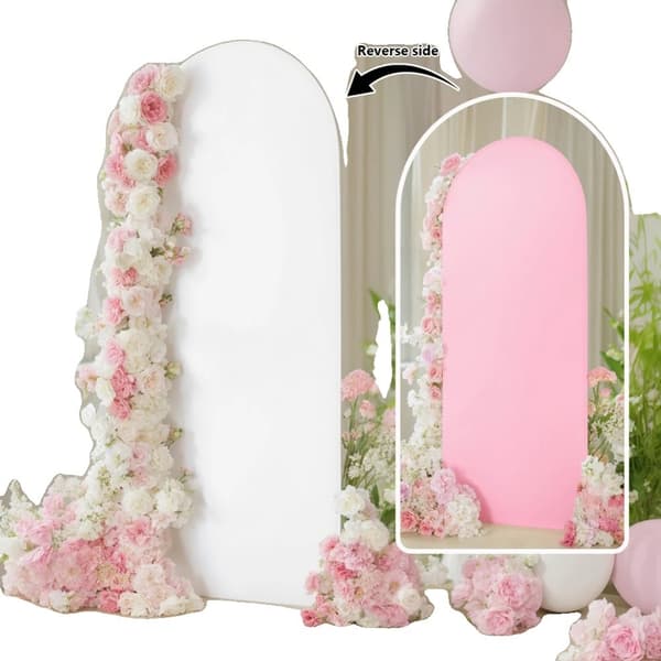 Partytält Bröllopsbåge Täckning, Dubbelsidiga Färger, Elastisk Spandexmaterial, Minimalistisk Stil,Vit och Rosa, 80x180cm