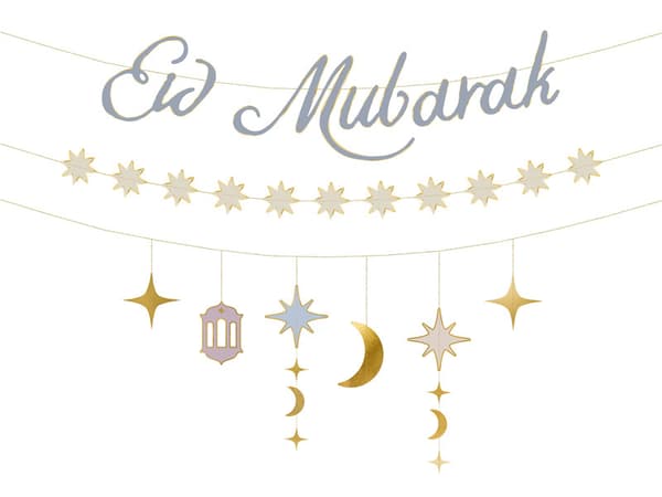 Eid Mubarak-banderoll, 200 cm, blandad