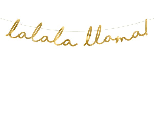 Lamabanner - Lalala Lama, guld, 12,5x82cm (1 karton / 50 stk.)