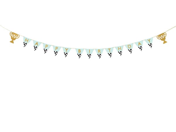 Tillykke med fødselsdagskopper banner, 2,5 m, blandet
