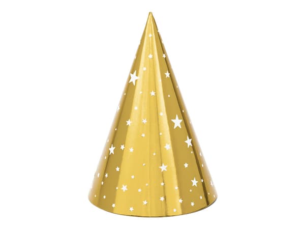 Stjernehætter, guld, 16 cm (1 æske / 50 pakker) (1 pakke / 6 stk.)