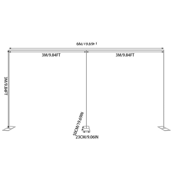 Bryllupsbue, Sølvgalvaniseret Jern, 6m x 3m Størrelse, Fritstående,sølv 3m x 6m, M