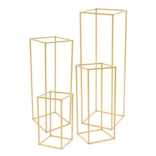 Metal Bryllupsblomsterstand, 4 Forskellige Højder, Hult Geometrisk Design, 10 kg Kapacitet,Guld, M