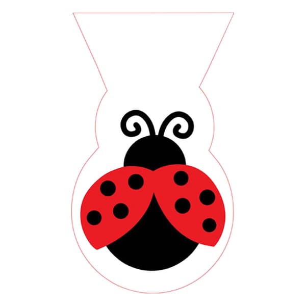 Creative Converting Shaped Ladybird Cello Plastic Treat Bags (Pack Of 12) White/Black/Red 5 x 9in