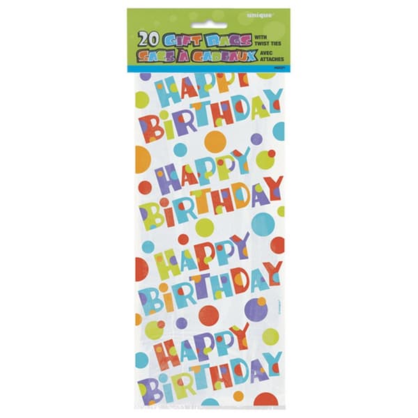 Unique Party Bubbly Birthday Cello Bags (förpackning med 20) Multicoloured One Size