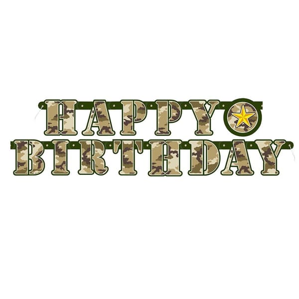 Unique Party Military Camo Jointed Banner Green One Size