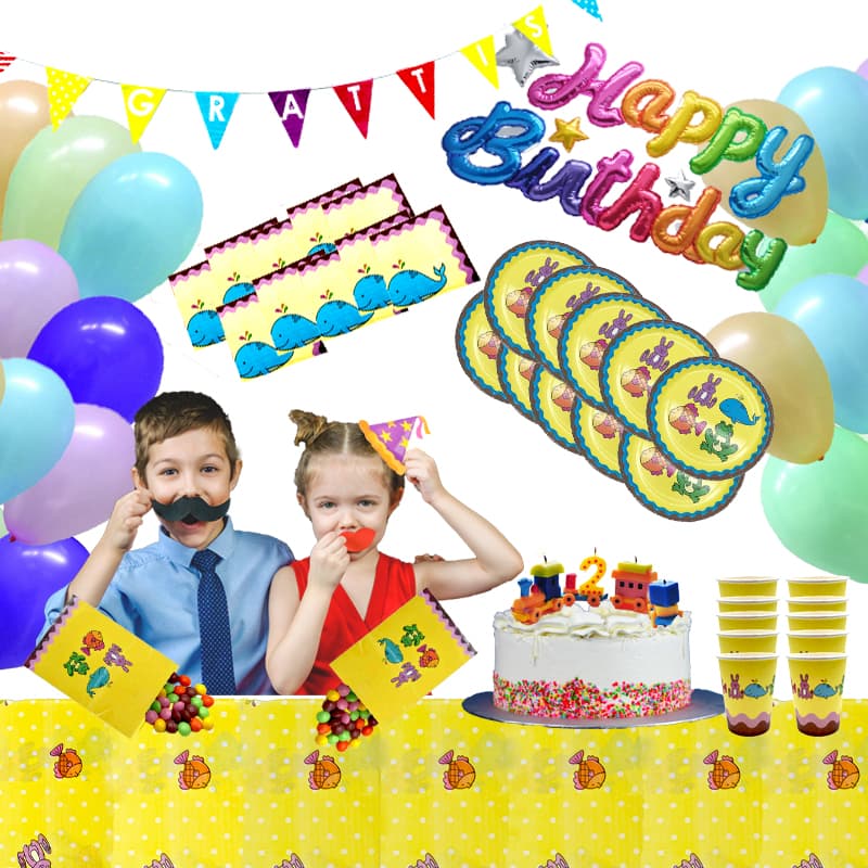 Kalaspaket djur tema för 10 personer / barnkalas paket / Party set- 2 år