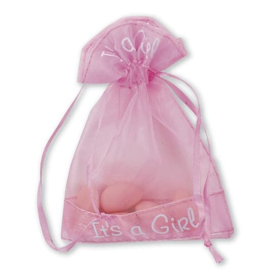 Organzapåsar rosa "It's a Girl" 10 st