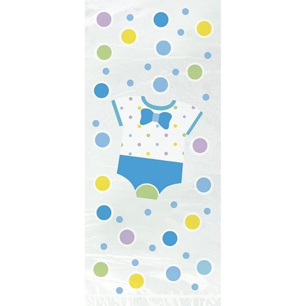 Unique Party Polkaprikkede cellofanposer til babyshowerfest (pakke med 20) Blue One Size