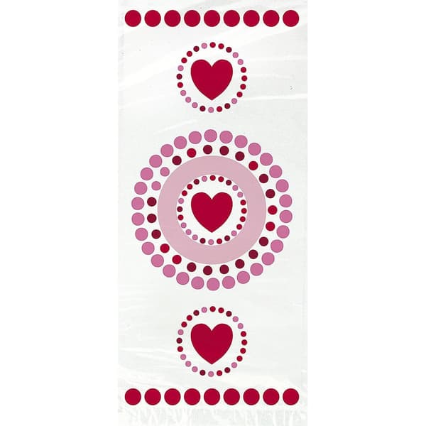 Unique Party Strålande hjärtan Cellofan Valentine Party påsar (förpackning med 20) Pink/White One Size