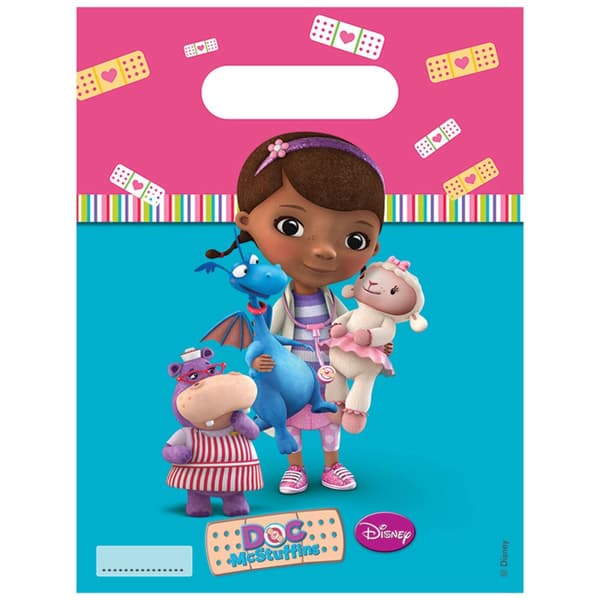 Doc McStuffins Plastic Party Bags (Pack of 6) Blue/Pink/Brown One Size