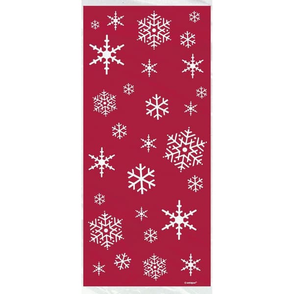 Unique Party Sparkle Cellophane Christmas Party Bags (Pack of 20) Red/White One Size