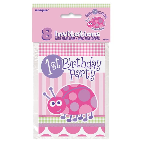 Unique Party Ladybird 1st Birthday Party Bags (Pack of 8) Pink One Size