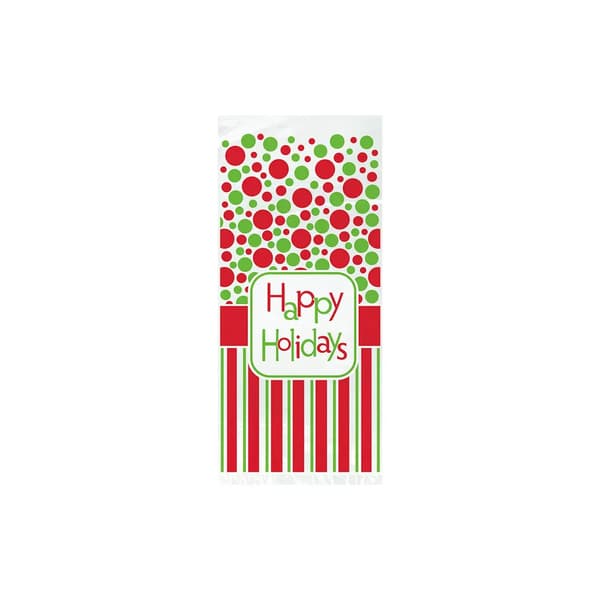 Unique Party Happy Holidays Cellophane Christmas Party Bags (Pack of 20) Red/Green/White One Size