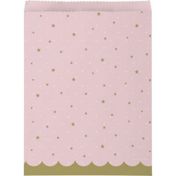 Creative Party Stars Paper Treat Bag (Pack of 8) Pink/Gold One Size