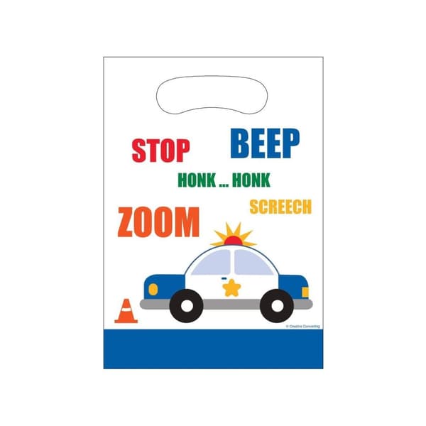 Creative Party Traffic Jam Plastic Treat Bag (Pack of 8) White/Blue One Size