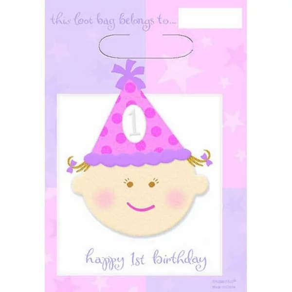 Amscan 1st Birthday Party Bag Pink/Purple/White One Size