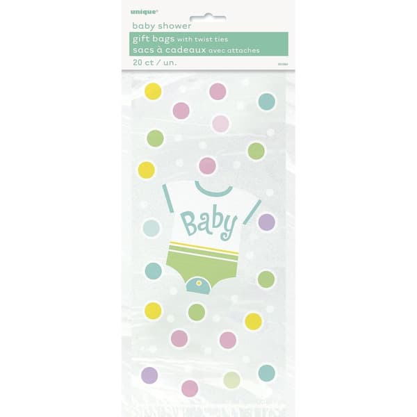Unique Polkaprikkede cellofanposer til babyshowerfest (pakke med 20)