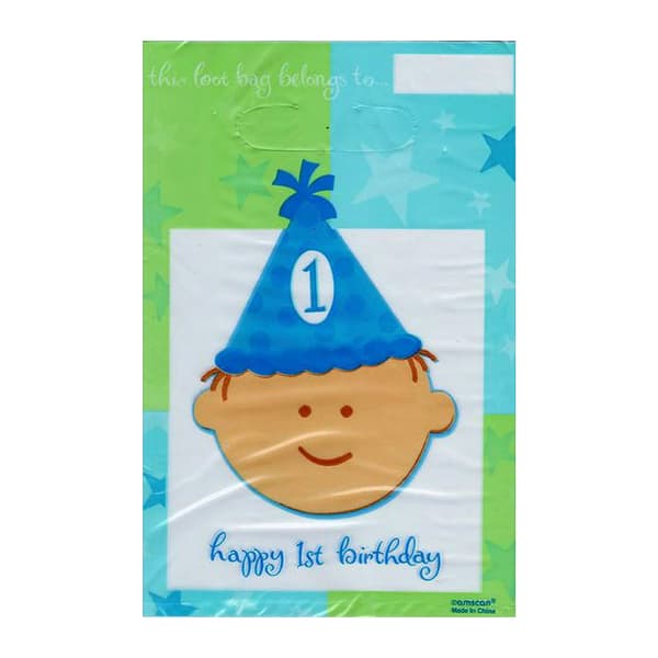 Amscan Boy 1st Birthday Party Bags (Pack of 8) Green/Blue/White One Size
