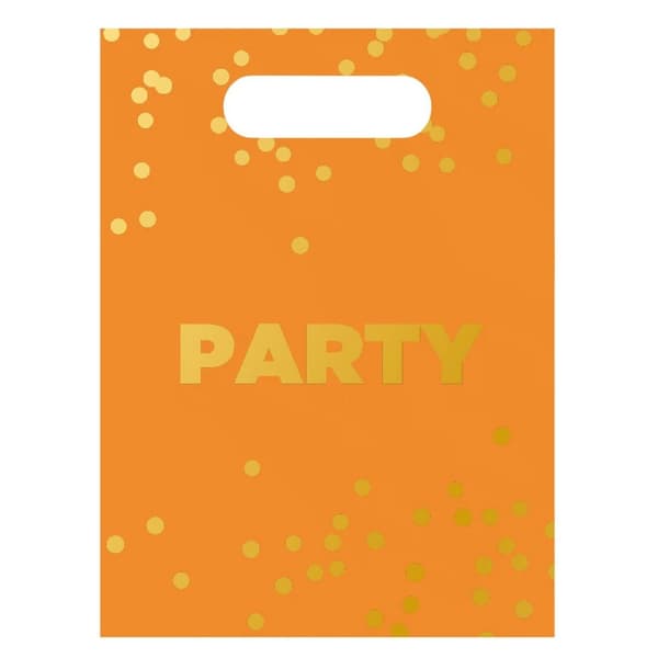 Procos Dotted Plastic Party Bags (Pack of 6) Orange One Size