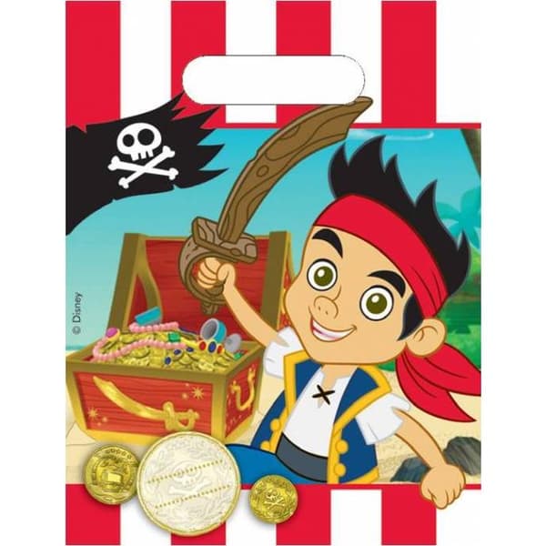 Jake And The Never Land Pirates Plastic Party Bags (Pack of 6) Multicoloured One Size