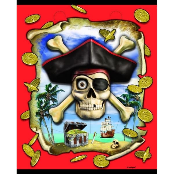 Unique Party Pirate Bounty Plastic Party Bags (Pack of 8) Multicoloured One Size