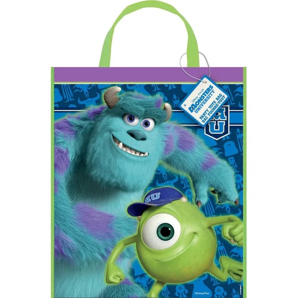 Monsters University Collage Plastic Party Bags Green/Blue L