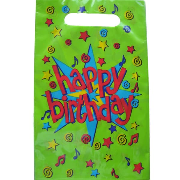 Stars Happy Birthday Party Bags (Pack of 8) Green/Multicoloured One Size