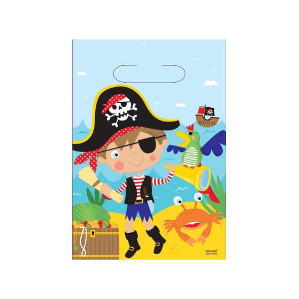 Amscan Pirate Party Bags (Pack of 8) Blue/Yellow One Size