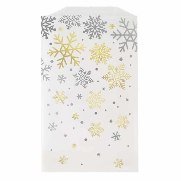 Unique Party Snowflake Christmas Treat Bag (Pack of 8) Silver/Gold One Size