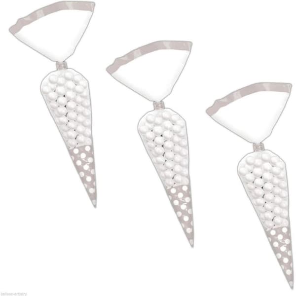 Amscan Polka Dot Cone Party Bags (Pack of 10) Silver One Size