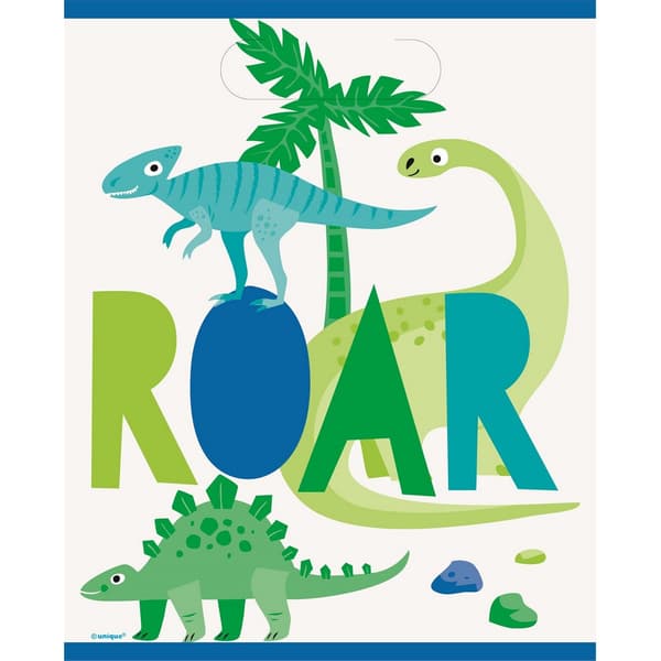Unique Party Dinosaur Party Bag (Pack of 8) Blue/Green/White One Size