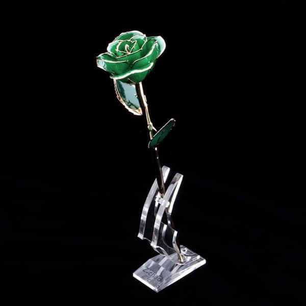 Eternal Love 24k guld doppade långa stam Rose Stand