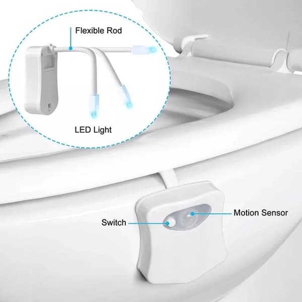 WC-valaisin Motion Sensor LED -valolla - 8 väriä