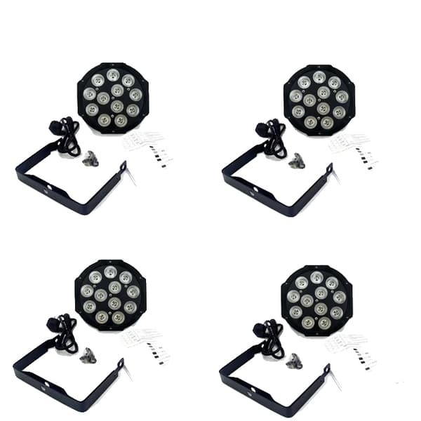 LED Par-lampor, RGBWA UV-färgblandning, DMX-styrning, 4X 12x12W Trådlös, EU-kontakt