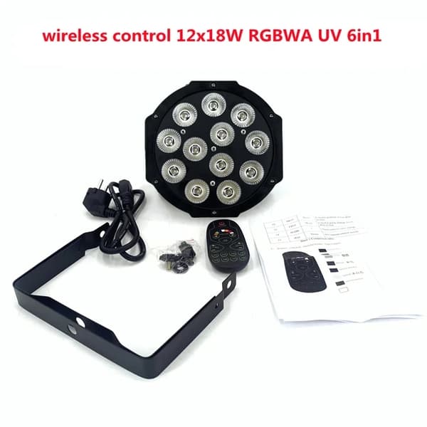 LED Par-lampor, RGBWA UV-färgblandning, DMX-styrning, 4X 12x12W Trådlös, EU-kontakt