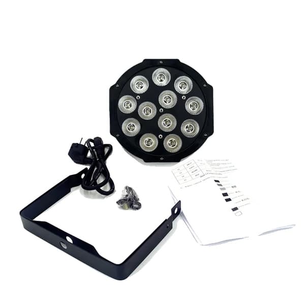 LED Par Lys, RGBWA UV Farveblanding, DMX Kontrol, 4X 12x12W Trådløs, EU-stik