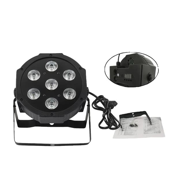 LED Flat Par Lys, RGBW Farveblanding, Ultra-Stille Ventilator, 4 stk 7x18W, EU